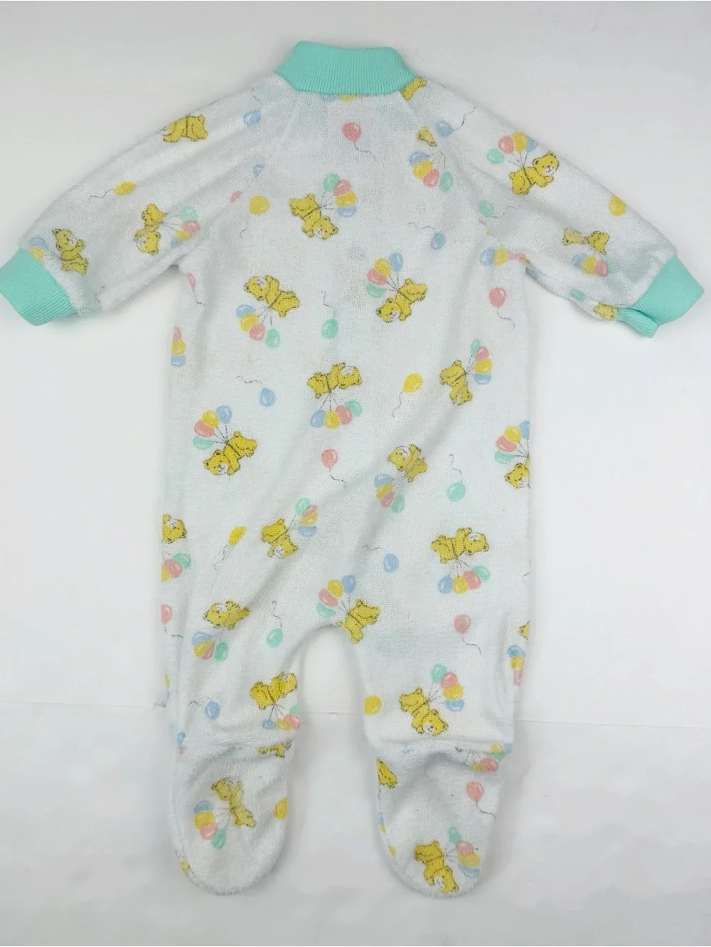 Vintage Playskool Newborn Terry Footed Sleeper Pajamas Bear Balloons USA Made